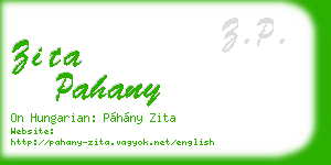 zita pahany business card