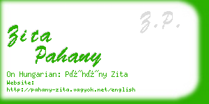 zita pahany business card